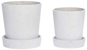Set 2 Cache-Pots Blanc avec Soucoupe Set 2 Cache-Pots Blanc avec