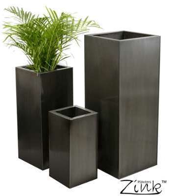 Cache-Pots Hauts Cubes Zinc – Platine Grand