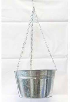 Pot zinc H 13 cm D 21 50 cm 3 chaines et crochet a Pot zinc H 13 cm D 21 50 cm