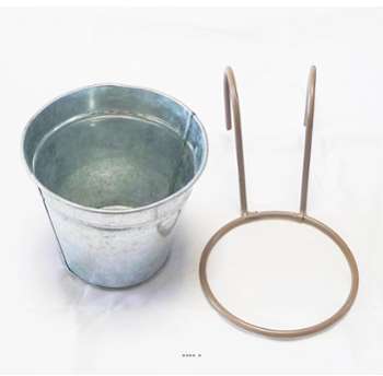 Pot zinc H 12 cm D 13 50 cm avec support pour balcon Pot zinc H 12 cm D 13 50 cm