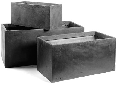 Jardiniere Fibre de terre Noir Mat exterieur terra