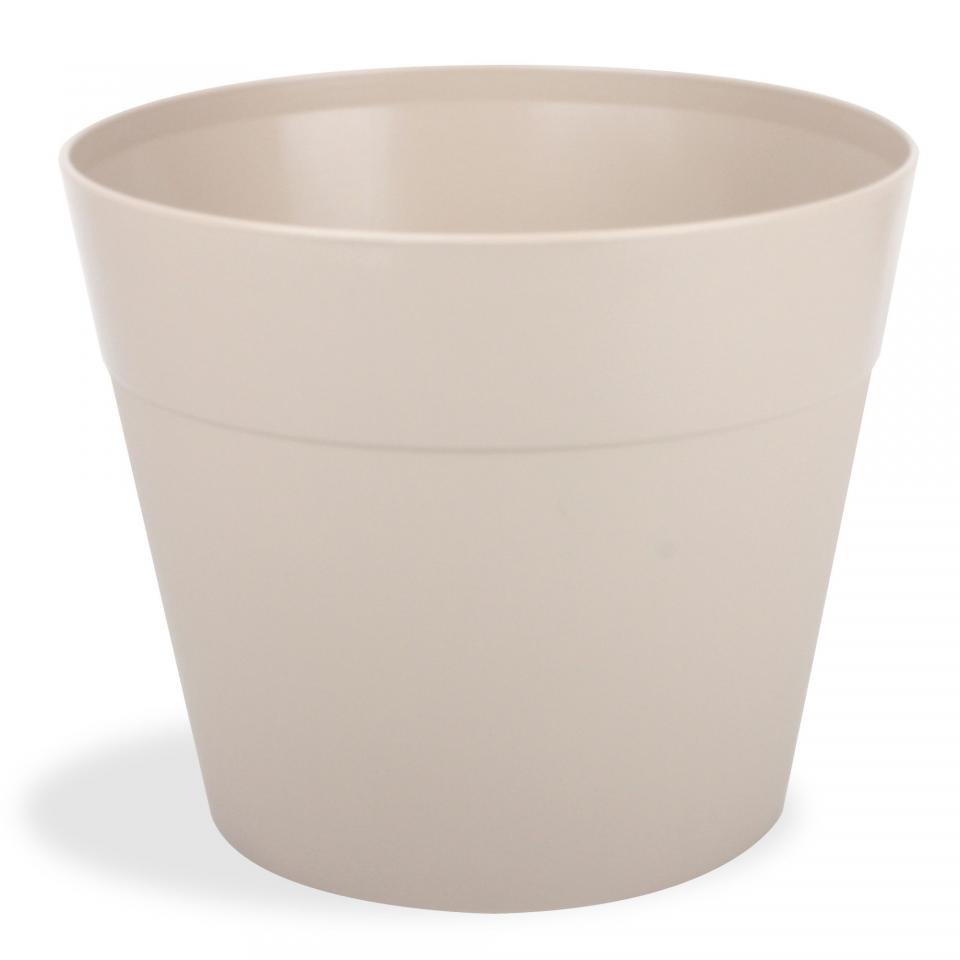 Pot / Cache-pot à réserve deau beige en plastique