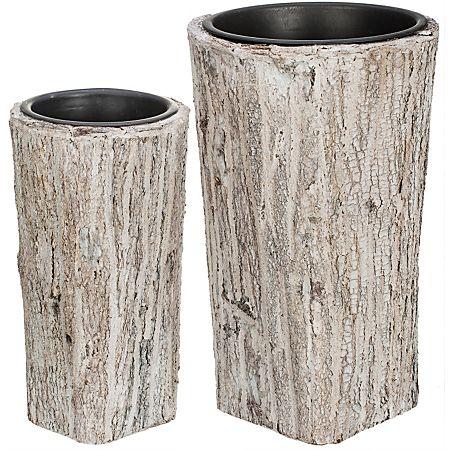 Cache-pots en écorce, 55 cm et 45 cm, 2 pièces