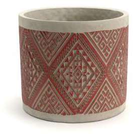 Cache pot en ciment D 21cm motif inca AILLEURS Rouge Cache pot en ciment D 21cm