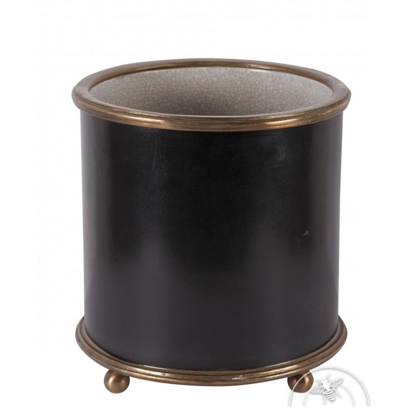 Cache pot rond noir Eden