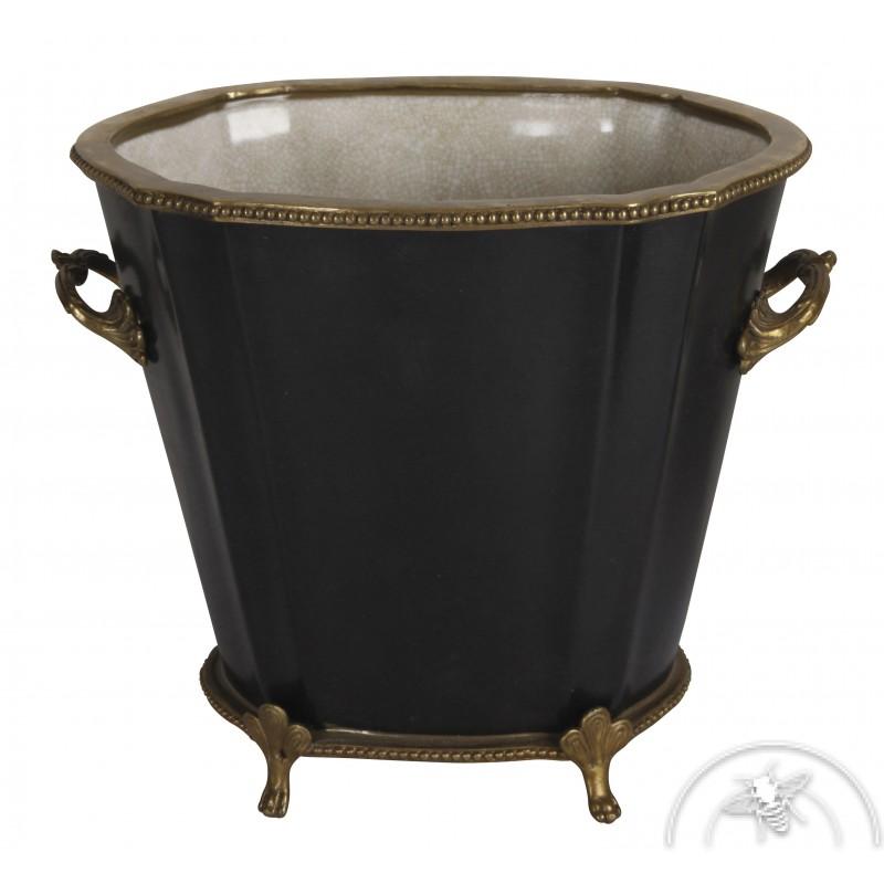 Cache pot ovale noir Eden