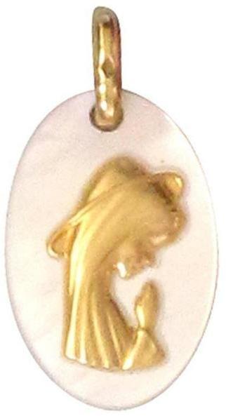 Médaille Vierge auréolée ovale (or jaune 18ct & na