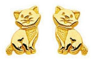 Boucles doreilles Chats - Puces (or jaune 18ct)