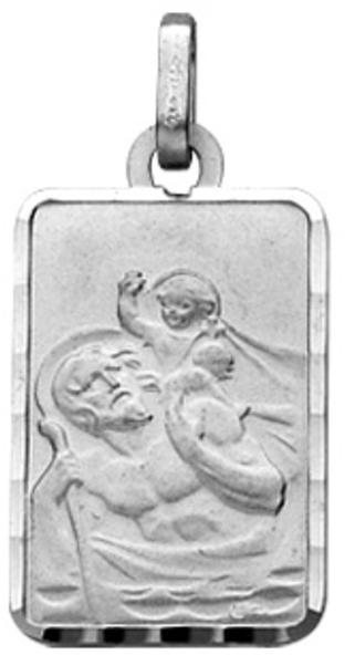 Médaille Saint-Christophe rectangle diamantée (or