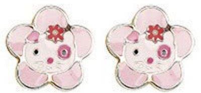 Boucles doreilles chat fleur - Vis (or jaune 9ct)