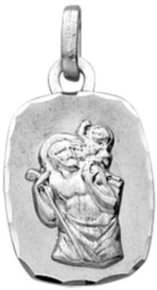 Médaille Saint-Christophe rectangle (or blanc 18ct