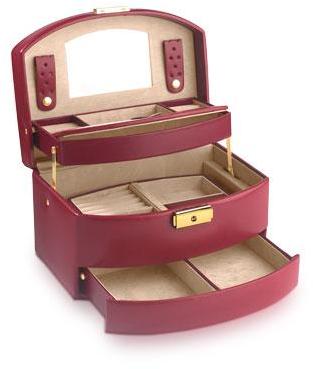 Coffret bijoux cuir imitation bordeaux Coffret bijoux cuir imitation