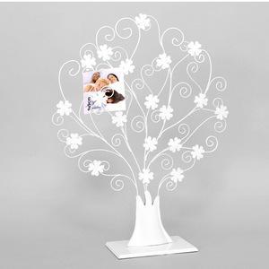 Cadre photo arbre volute et fleurs blanc