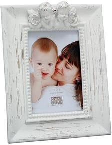 Cadre photo céruse blanc avec anges