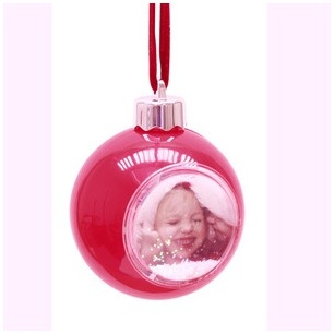 Boule de noel rouge avec neige et paillette pour 1