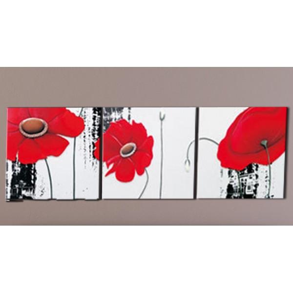 Tableau Peinture Coquelicots Rouges - 60 x 180 cm
