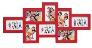 Cadre photo multivues rouge pour 8 photos 10x15