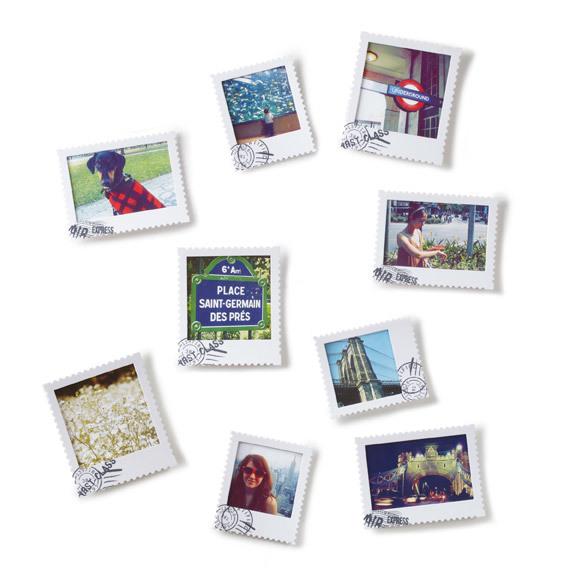 Cadre photo polaroid avec tampon postal à coller -