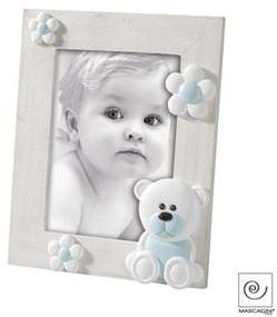 Cadre photo enfant en bois beige avec décor ourson