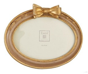 Cadre photo oval cerusé rose avec noeud pour 1 10x