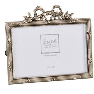 Cadre photo en métal argenté avec décor noeud pour