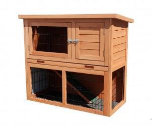 CLAPIER DOUBLE POUR LAPIN ET COCHON DINDE EN BOIS