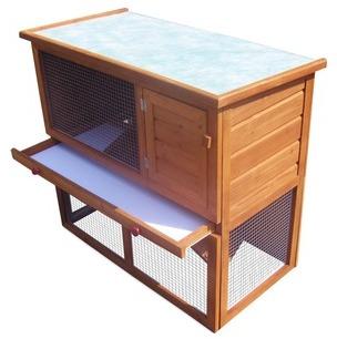 Cage pour Lapin, Clapier en bois à 2 étages + port
