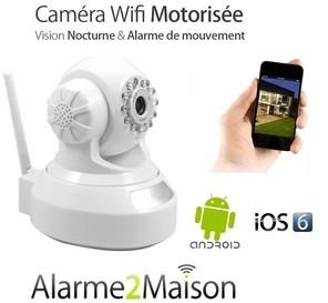 Caméra IP Wifi Motorisée Blanche, iPhone & Android