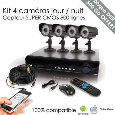 Kit de videosurveillance 4 cameras Super CMOS