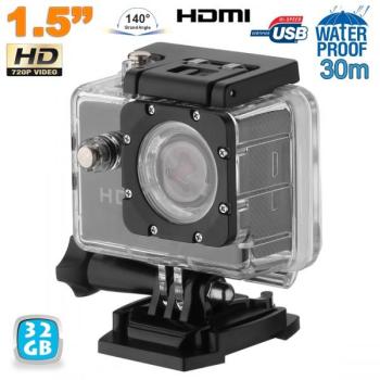 Caméra sport action étanche 1.5 HD 720p grand an