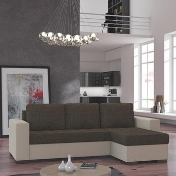 Canapé d angle convertible marron et taupe CHARLIE Canapé d angle convertible