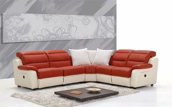 Canapé dangle relax cuir italien blanc et rouge R