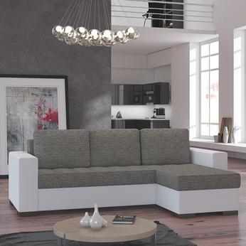 Canapé d angle convertible taupe et blanc STONE Canapé d angle convertible