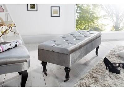 Banquette coffre velours gris capitonné Boutique 1