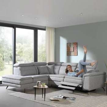 Canapé d angle gris relax electrique CALYPSO Canapé d angle gris relax