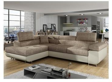 Canapé d angle convertible marron en tissu SCOTT 3 Canapé d angle convertible