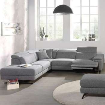 Canape d angle relax en tissu gris PERUGIA Canape d angle relax en tissu