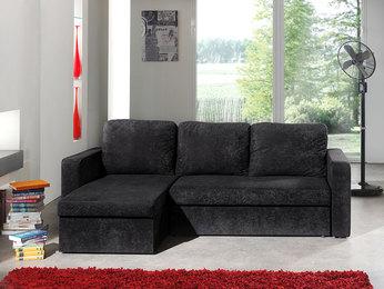 Canapé dangle convertible noir en microfibre avec