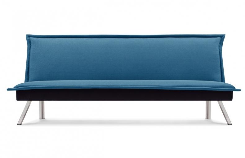 Banquette clic-clac design bleu canard pieds chrom