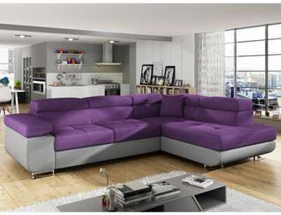 Canapé d angle convertible violet en tissu SCOTT 7 Canapé d angle convertible