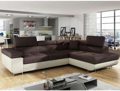 Canapé d angle convertible marron en tissu SCOTT 9 Canapé d angle convertible
