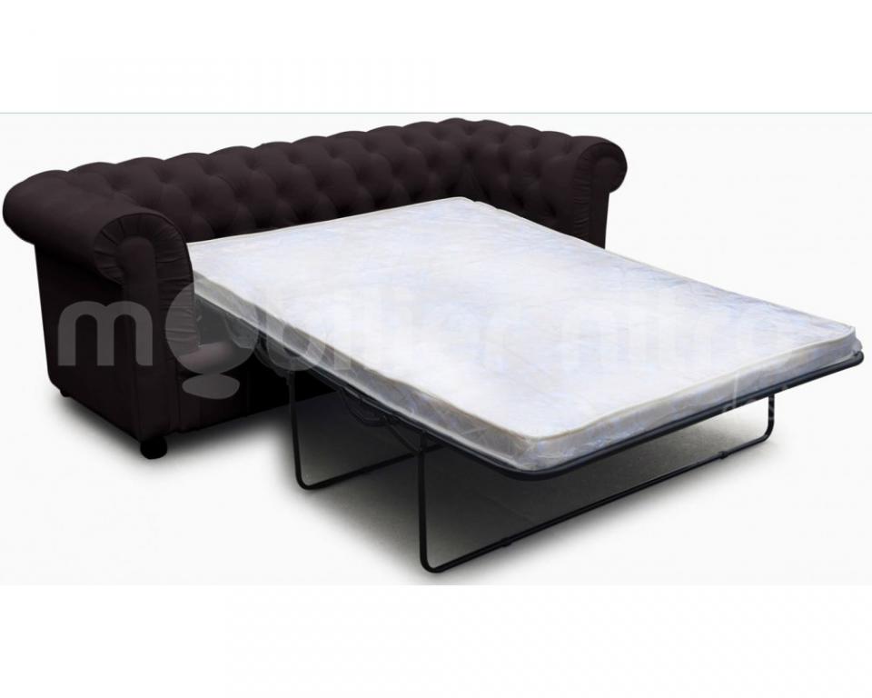 Canapé cuir Chesterfield convertible chocolat