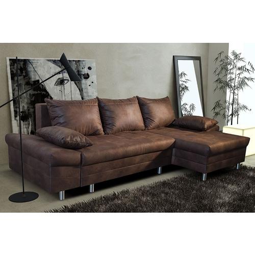 Canapé dangle convertible en tissu marron vieilli
