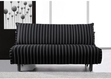 Canapé convertible tissu DALTON - Rayé noir et bla