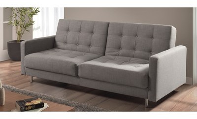 Banquette convertible canapé lit tissu gris - Vita