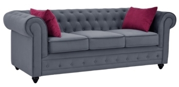 Chesterfield 3 places CHESTER tissu gris anthracit