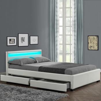 Lit design Rona - Taille - 140x190, couleur - Blan