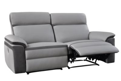 Canapé 3 places 2 relax WILLY PU/Microfibre Gris c