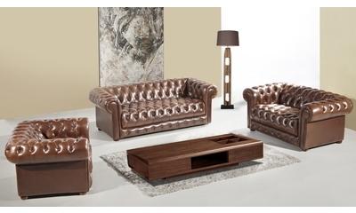Salon chesterfield en cuir Bycast Vivaldi canapé 3