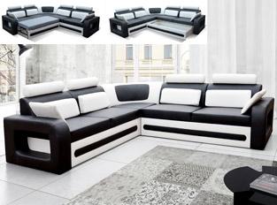 Canapé dangle convertible noir et blanc en PU BER